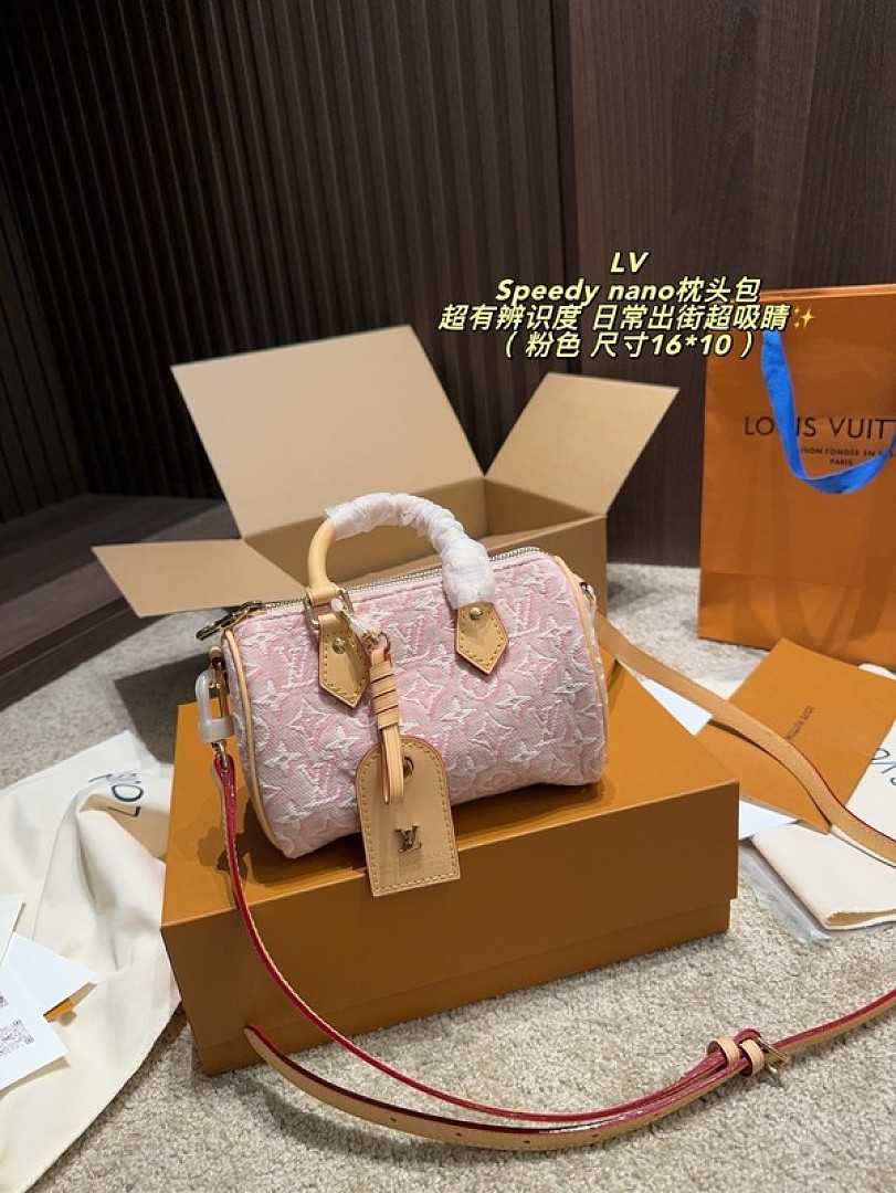 Louis Vuitton Nano Speedy-Style Textured Monogram Bag — Pink