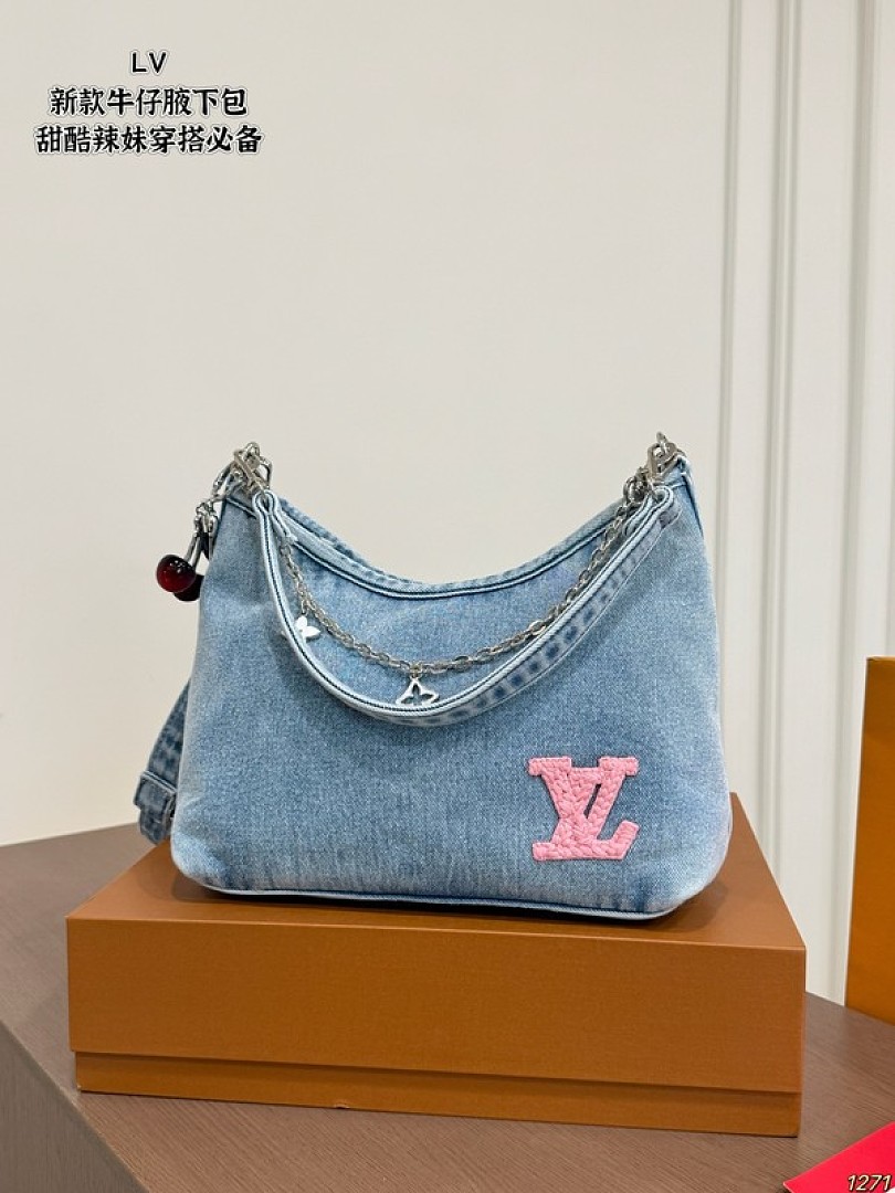 Louis Vuitton Denim-Look Shoulder Bag — Light Blue - Image 2