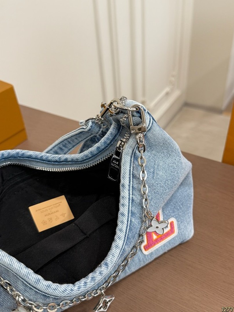Louis Vuitton Denim-Look Shoulder Bag — Light Blue - Image 8