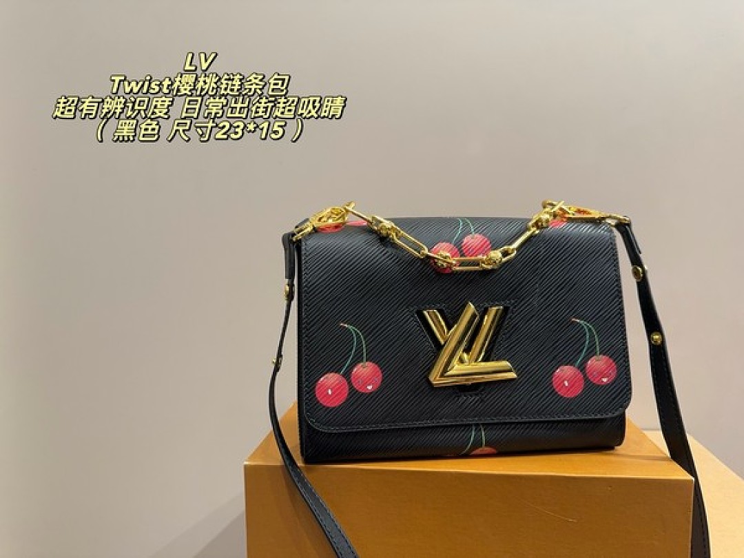 Louis Vuitton Twist-Style Cherry Shoulder Bag — Black