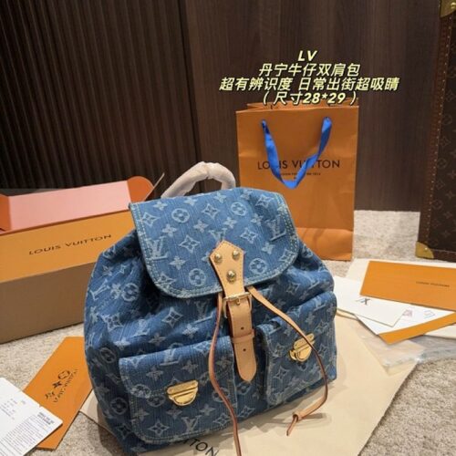 6c0b1f0ee0 Louis Vuitton Denim-Look Monogram Backpack — Blue