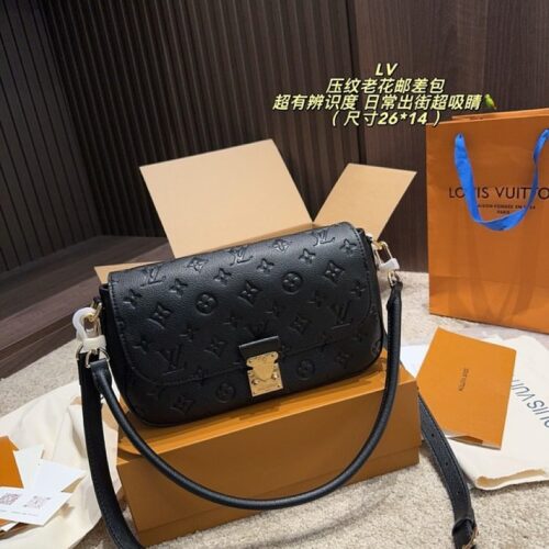 6da7452815 Louis Vuitton Embossed Monogram Flap Shoulder Bag — Black