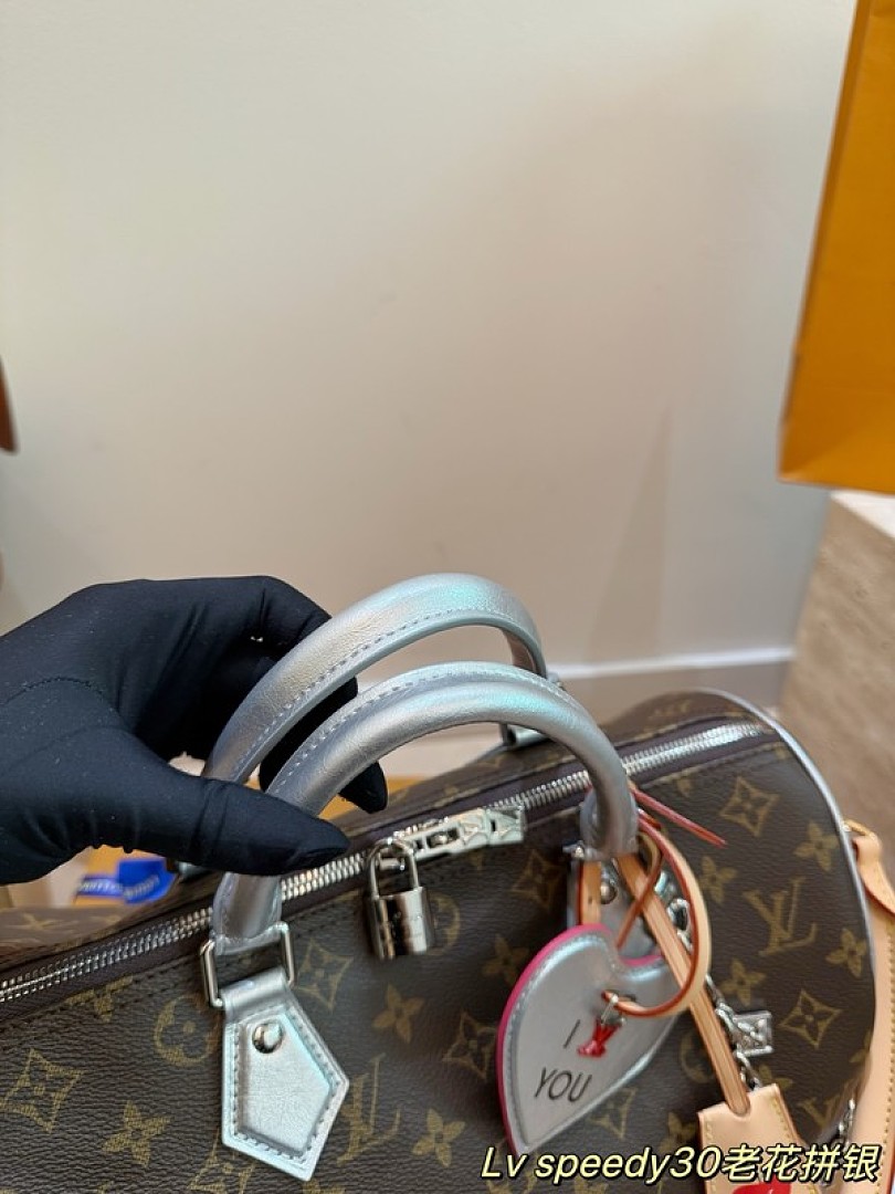 Louis Vuitton Speedy-Style Monogram Bag 30 — Brown & Pale Blue - Image 3