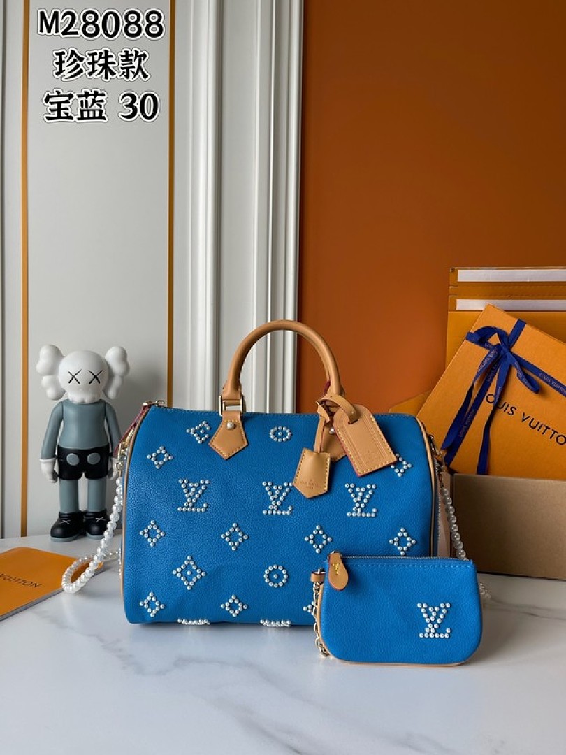 Louis Vuitton Speedy-Style Beaded Bag 30 — Royal Blue
