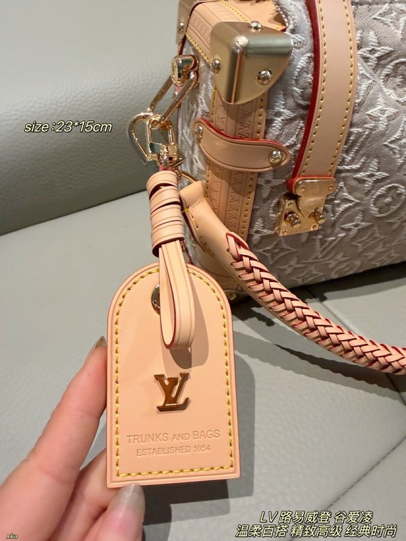 Louis Vuitton Textured Monogram Soft Trunk Bag — Grey & Pink Options - Image 7