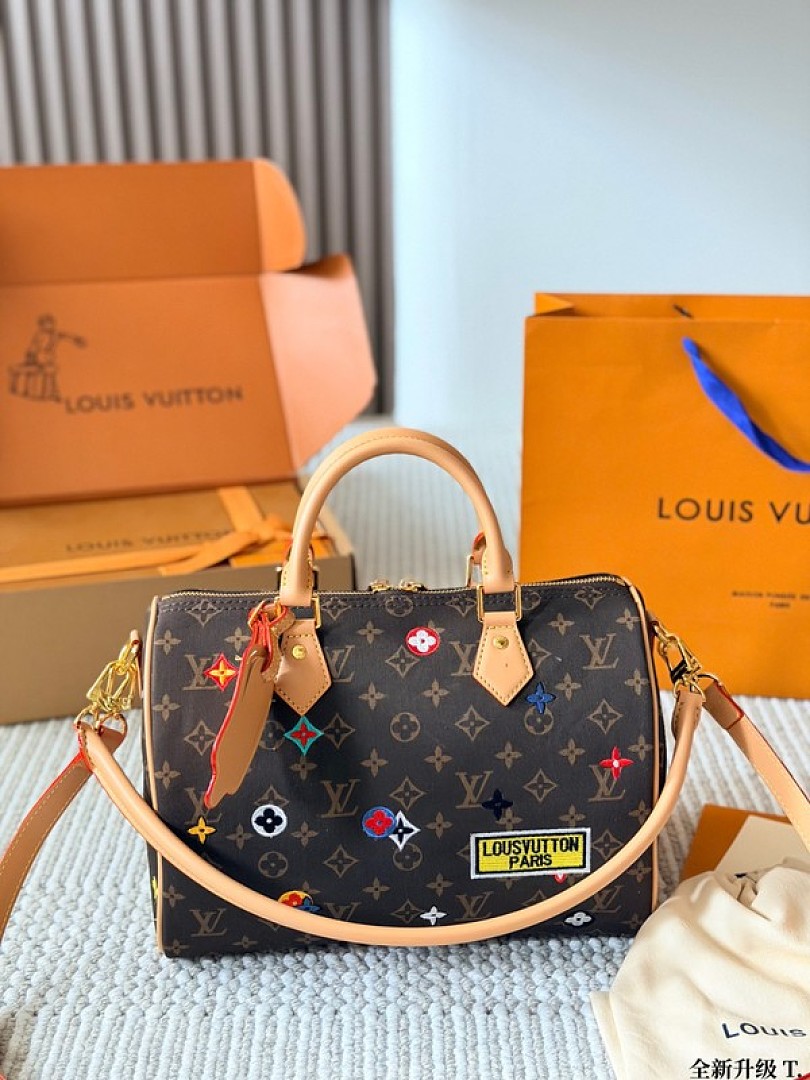 Louis Vuitton Speedy-Style Colourful Motif Monogram Bag — Brown & Multicolour - Image 4