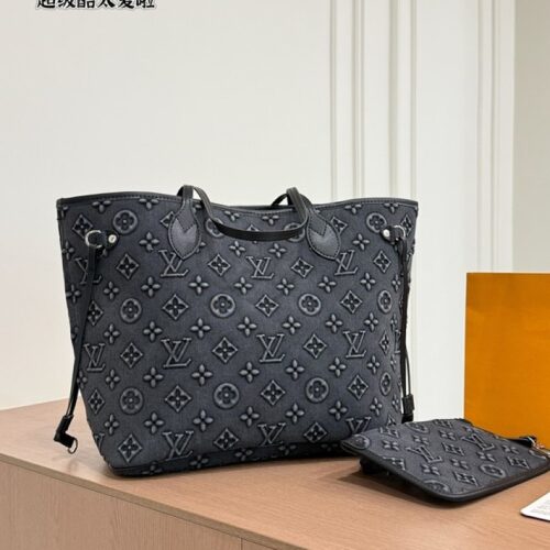 78a51c7504 Louis Vuitton Neverfull-Style Monogram Tote — Charcoal & Grey Options