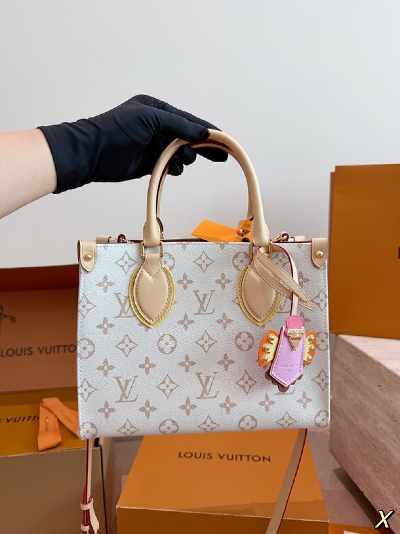Louis Vuitton OnTheGo-Style Monogram Tote — Ivory & Tan - Image 7