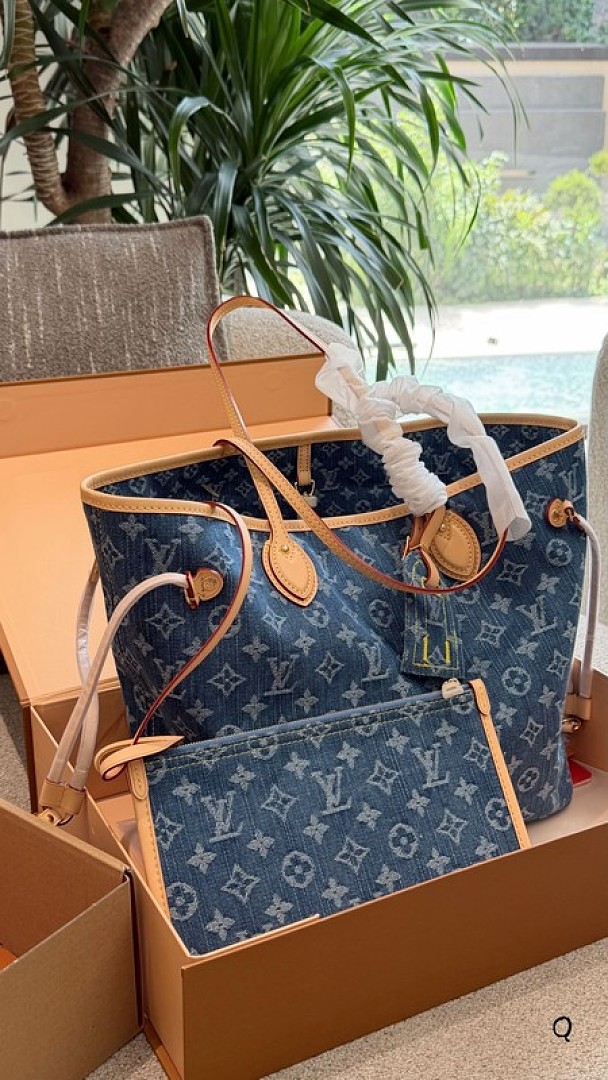 Louis Vuitton Neverfull-Style Denim-Look Monogram Tote — Colour Options - Image 5