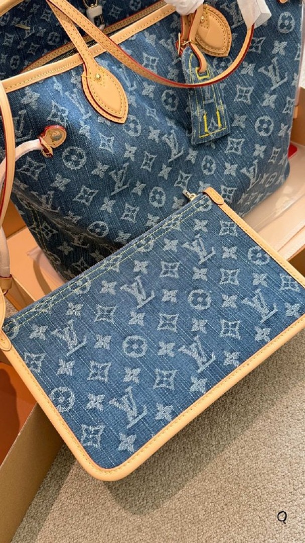 Louis Vuitton Neverfull-Style Denim-Look Monogram Tote — Colour Options - Image 7