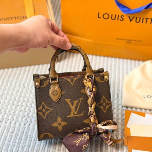 7ddd1c37f6 Louis Vuitton Mini OnTheGo-Style Two-Tone Monogram Tote — Brown & Tan