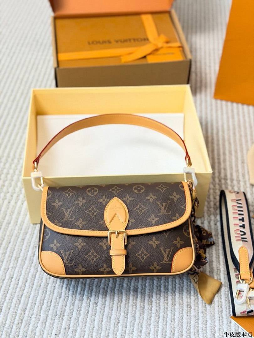 Louis Vuitton Diane-Style Monogram Flap Shoulder Bag — Brown & Tan - Image 4