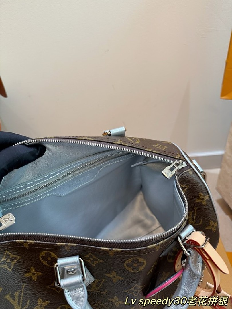Louis Vuitton Speedy-Style Monogram Bag 30 — Brown & Pale Blue - Image 9