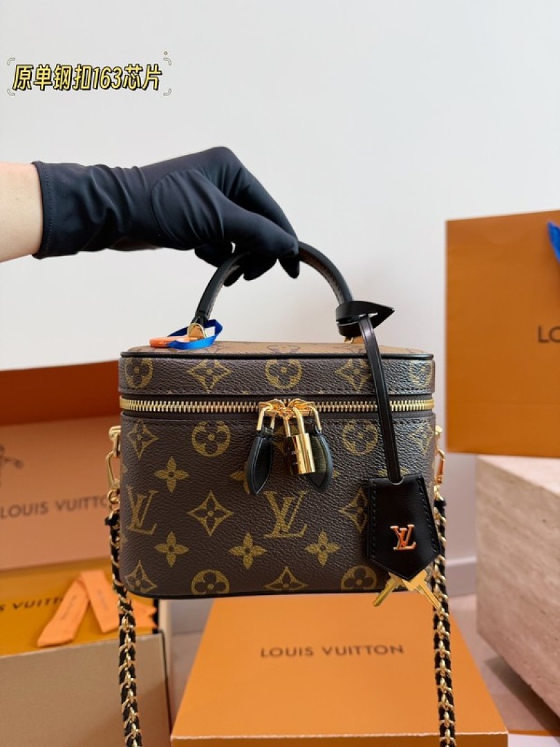 Louis Vuitton Vanity-Style Monogram Case Bag — Brown & Black, Divided Interior - Image 8