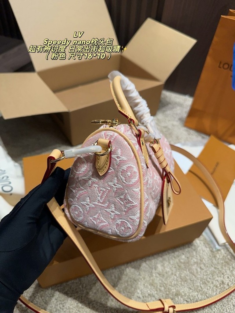 Louis Vuitton Nano Speedy-Style Textured Monogram Bag — Pink - Image 4