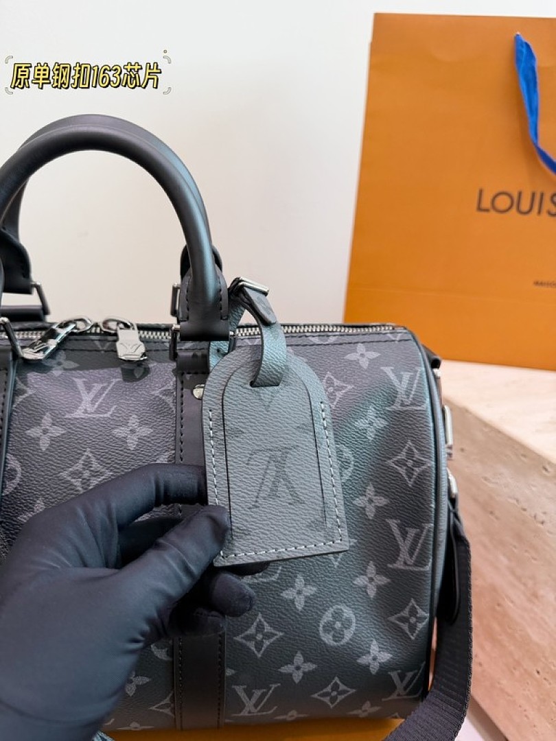 Louis Vuitton Keepall-Style Monogram Travel Bag 35 — Black & Grey - Image 2