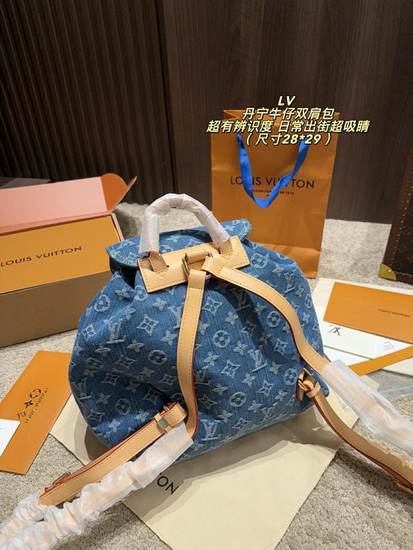 Louis Vuitton Denim-Look Monogram Backpack — Blue - Image 6