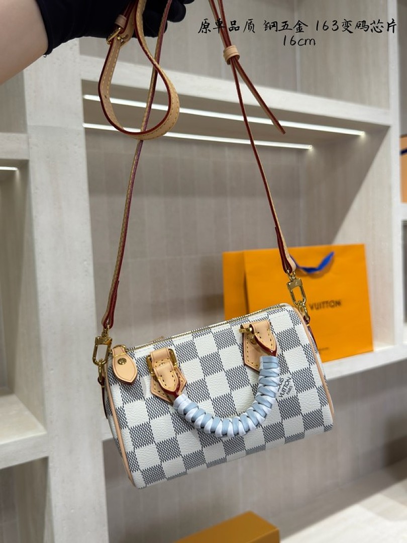 Louis Vuitton Mini Speedy-Style Checkerboard Bag — Ivory & Blue - Image 2