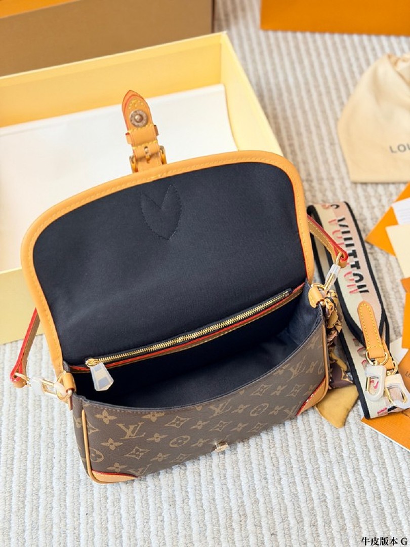 Louis Vuitton Diane-Style Monogram Flap Shoulder Bag — Brown & Tan - Image 9