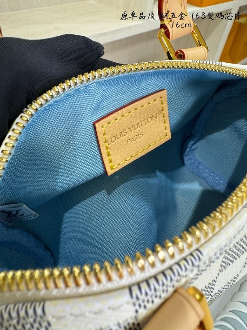 Louis Vuitton Mini Speedy-Style Checkerboard Bag — Ivory & Blue - Image 7