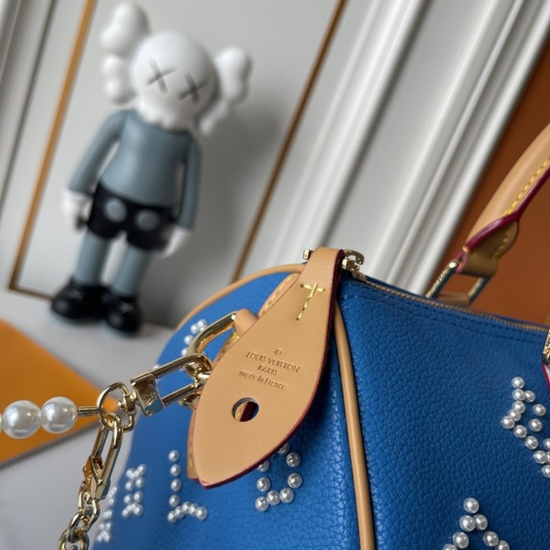 Louis Vuitton Speedy-Style Beaded Bag 30 — Royal Blue - Image 5