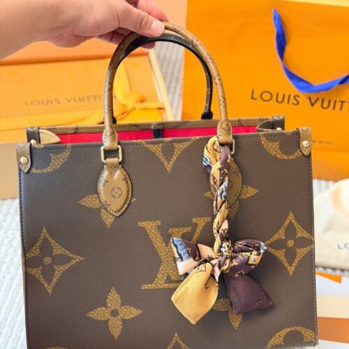 9b9a49ad4b Louis Vuitton Large OnTheGo-Style Two-Tone Monogram Tote — Brown & Tan