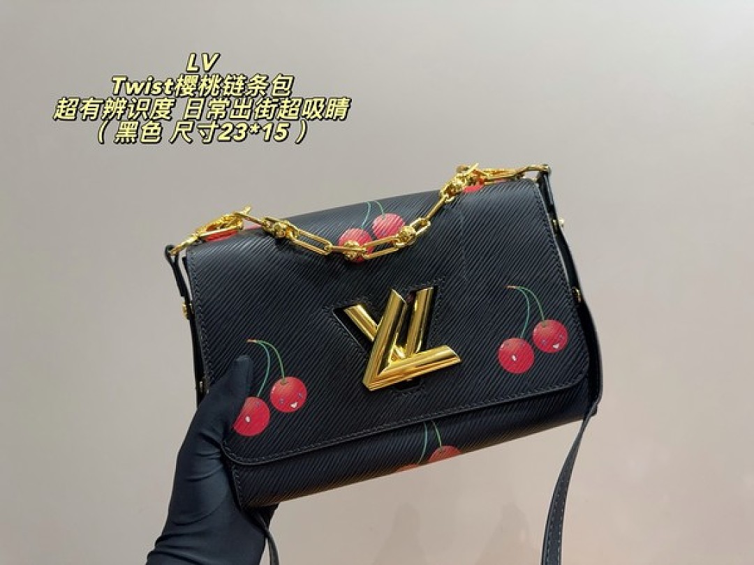 Louis Vuitton Twist-Style Cherry Shoulder Bag — Black - Image 8