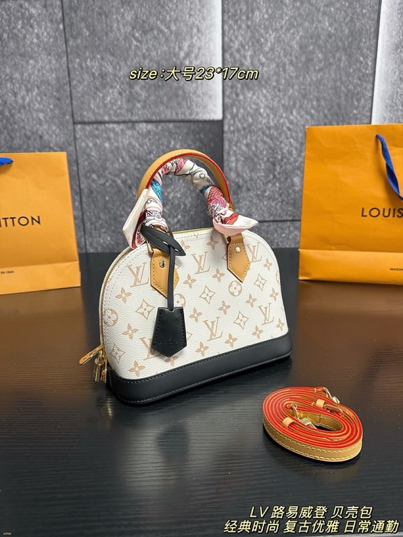 Louis Vuitton Alma-Style Monogram Dome Bag — Ivory & Black - Image 3