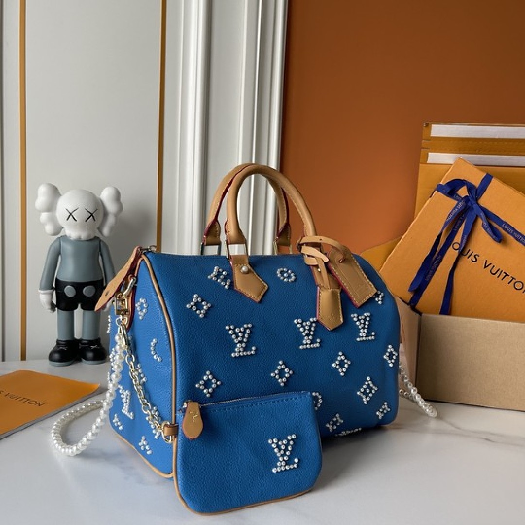Louis Vuitton Speedy-Style Beaded Bag 30 — Royal Blue - Image 2