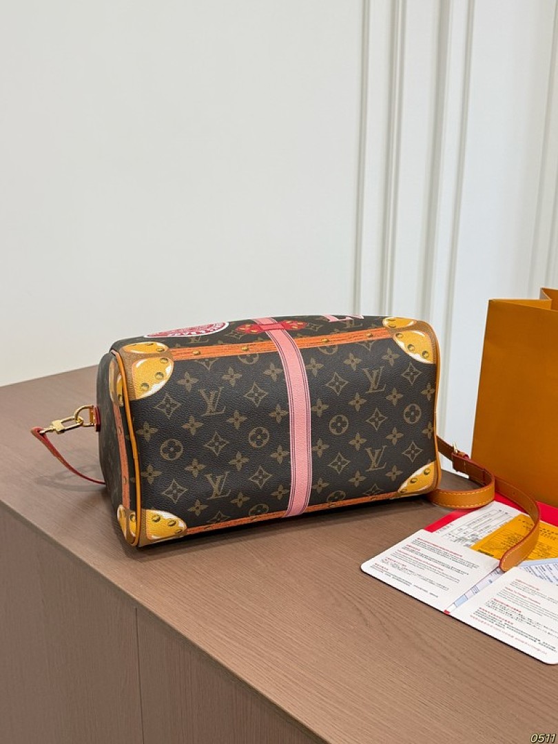 Louis Vuitton Speedy-Style Trunk-Print Bag — Brown & Pink - Image 6