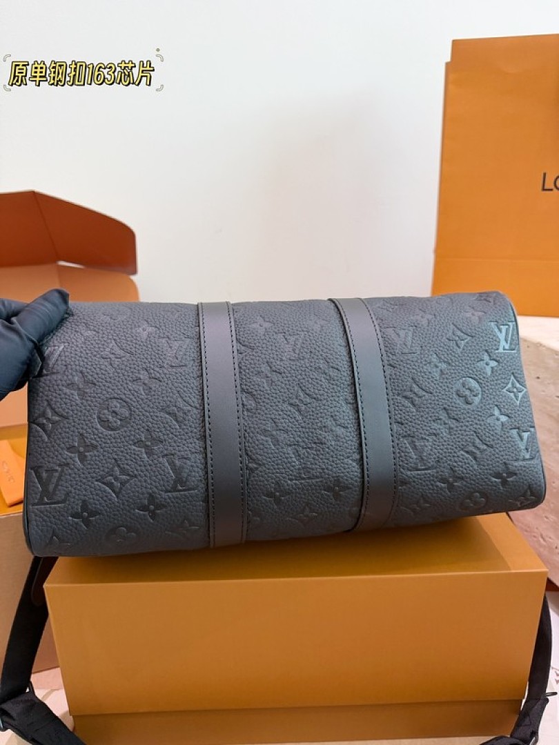 Louis Vuitton Keepall-Style Embossed Monogram Travel Bag 35 — Black - Image 7