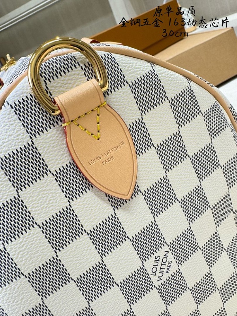 Louis Vuitton Speedy-Style Checkerboard Bag — Ivory & Blue - Image 7