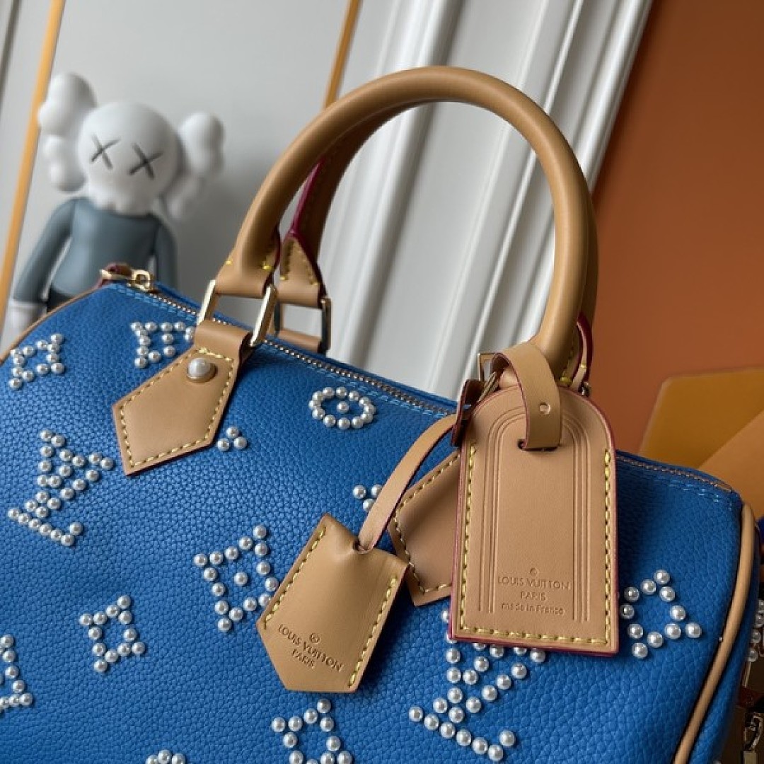 Louis Vuitton Speedy-Style Beaded Bag 25 — Royal Blue - Image 4