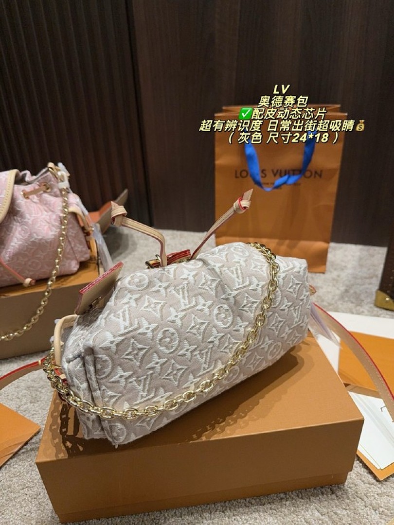 Louis Vuitton Odyssee-Style Textured Monogram Bag — Beige & Cream - Image 7