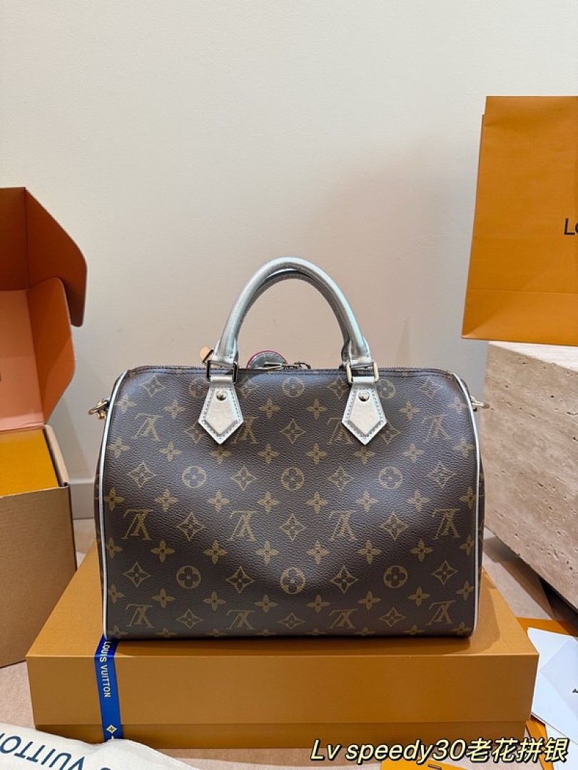 Louis Vuitton Speedy-Style Monogram Bag 30 — Brown & Pale Blue - Image 5
