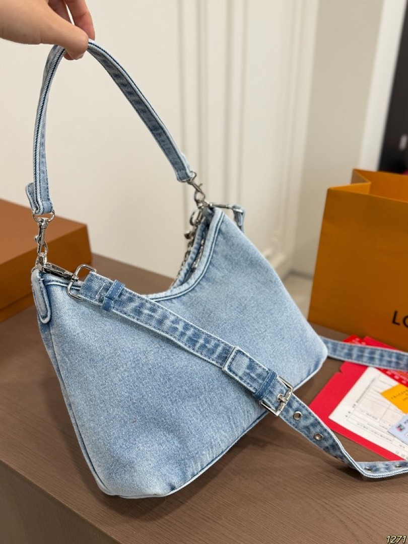 Louis Vuitton Denim-Look Shoulder Bag — Light Blue - Image 6