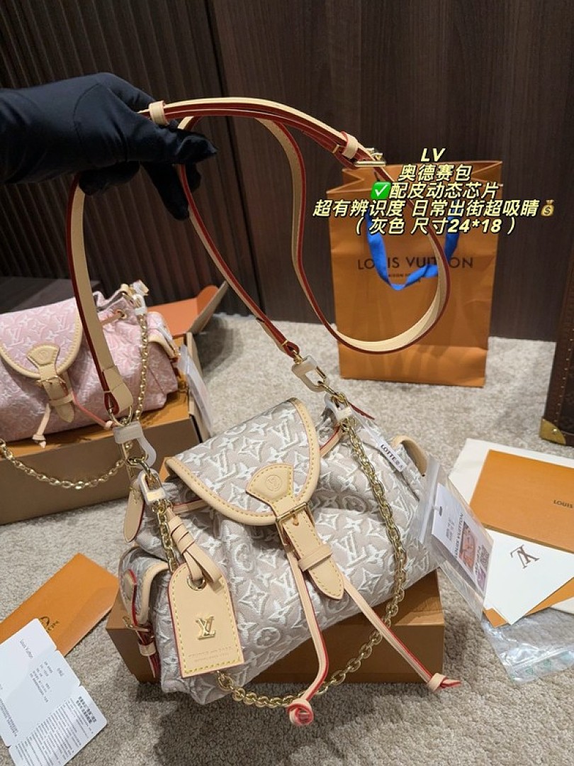 Louis Vuitton Odyssee-Style Textured Monogram Bag — Beige & Cream - Image 8