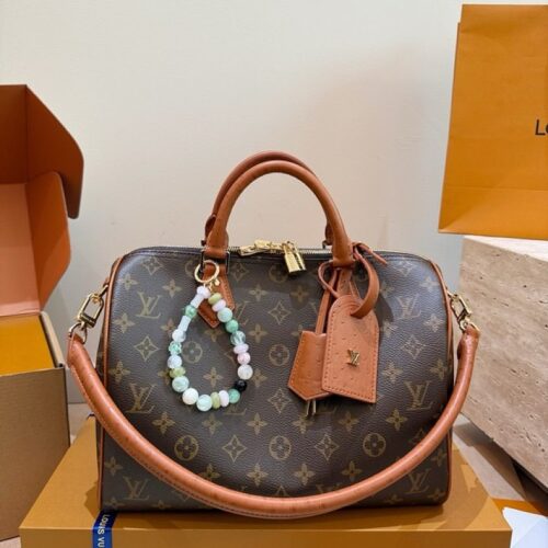 Louis Vuitton Speedy-Style Monogram Bag 30 — Brown & Cognac, Beaded Accent