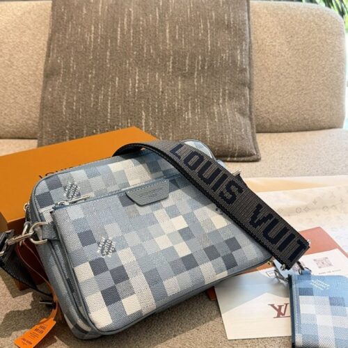 bd1e614133 Louis Vuitton Pixel Checkerboard Messenger Bag — Blue & Grey
