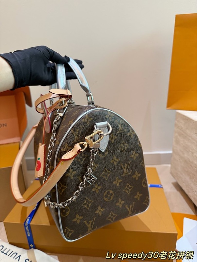 Louis Vuitton Speedy-Style Monogram Bag 30 — Brown & Pale Blue - Image 6