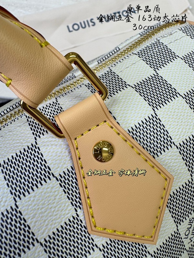 Louis Vuitton Speedy-Style Checkerboard Bag — Ivory & Blue - Image 4