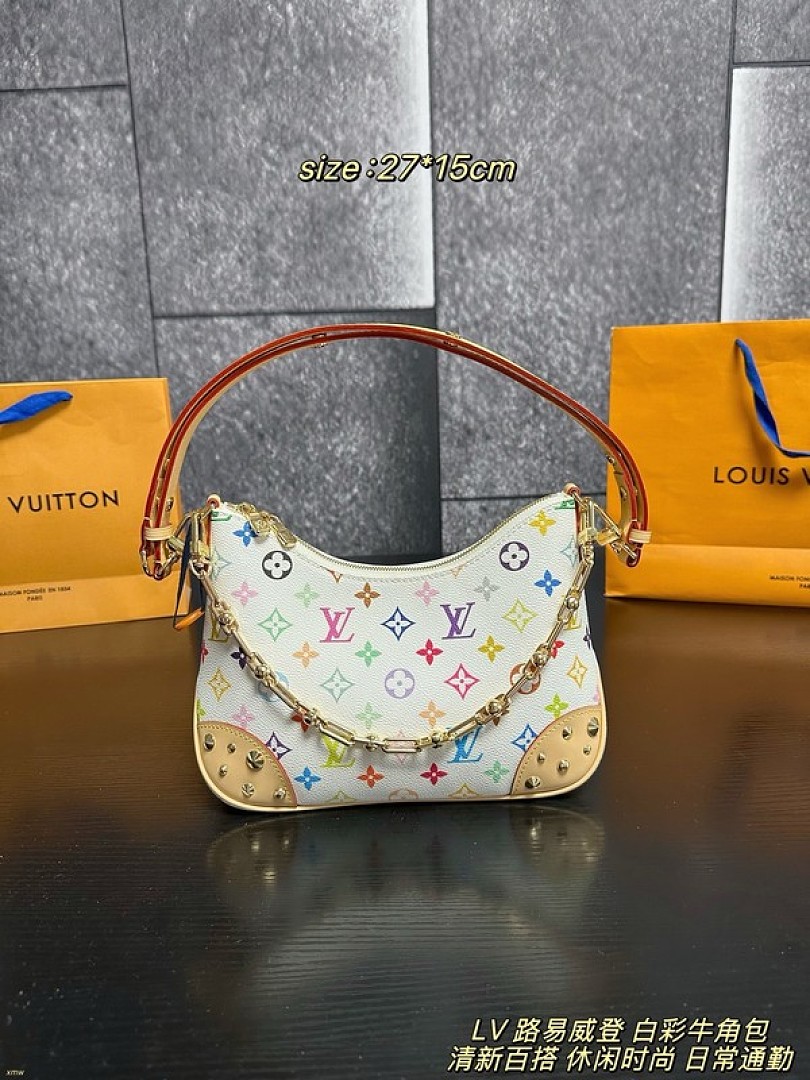 Louis Vuitton Multicolour Monogram Curved Shoulder Bag — White