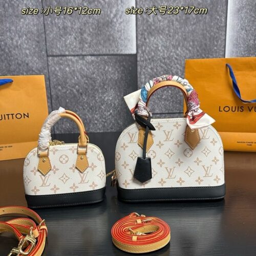 c6d211fe49 Louis Vuitton Alma-Style Monogram Dome Bag — Ivory & Black