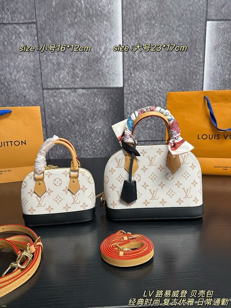 Louis Vuitton Alma-Style Monogram Dome Bag — Ivory & Black