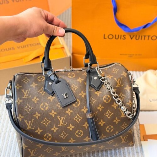 c81b7a69c9 Louis Vuitton Speedy-Style Monogram Bag with Black Trim — Brown & Black