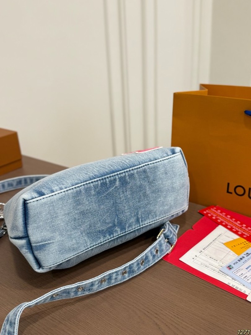 Louis Vuitton Denim-Look Shoulder Bag — Light Blue - Image 5