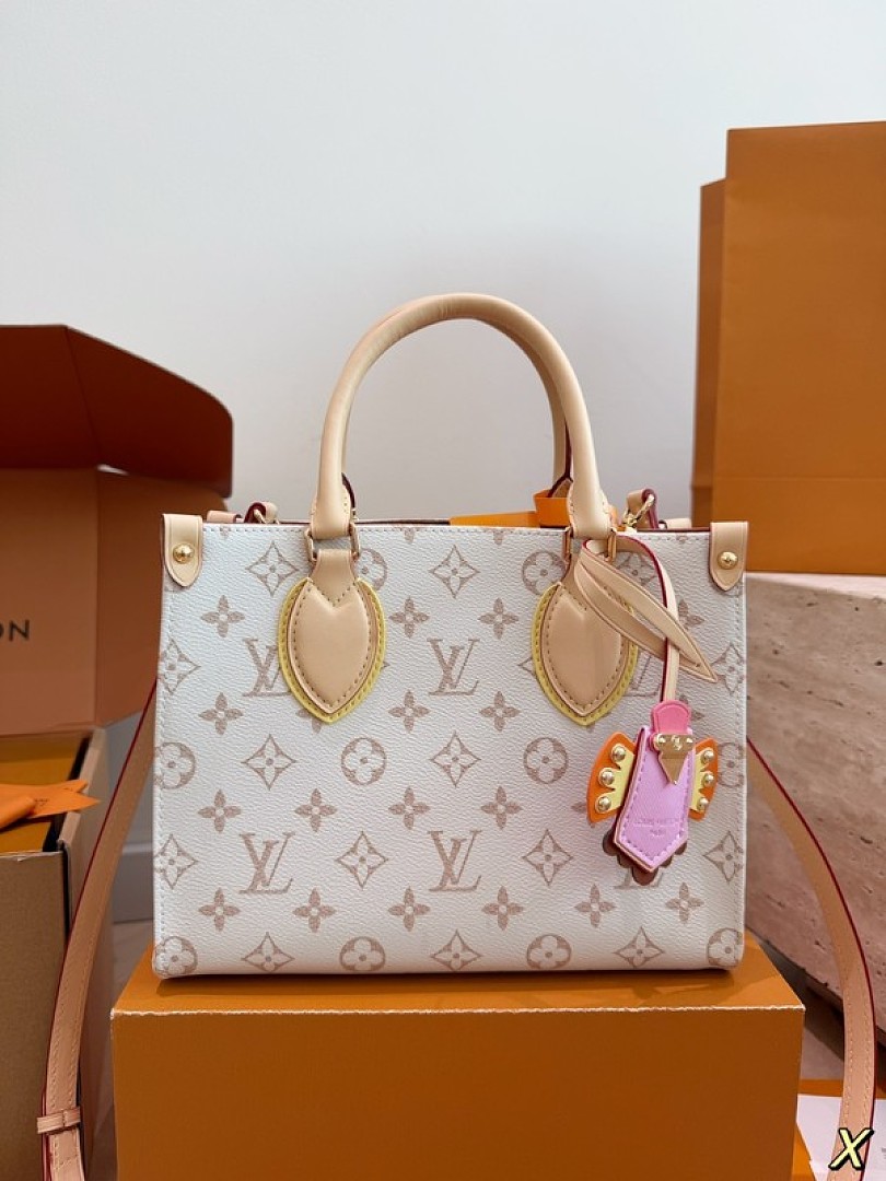 Louis Vuitton OnTheGo-Style Monogram Tote — Ivory & Tan