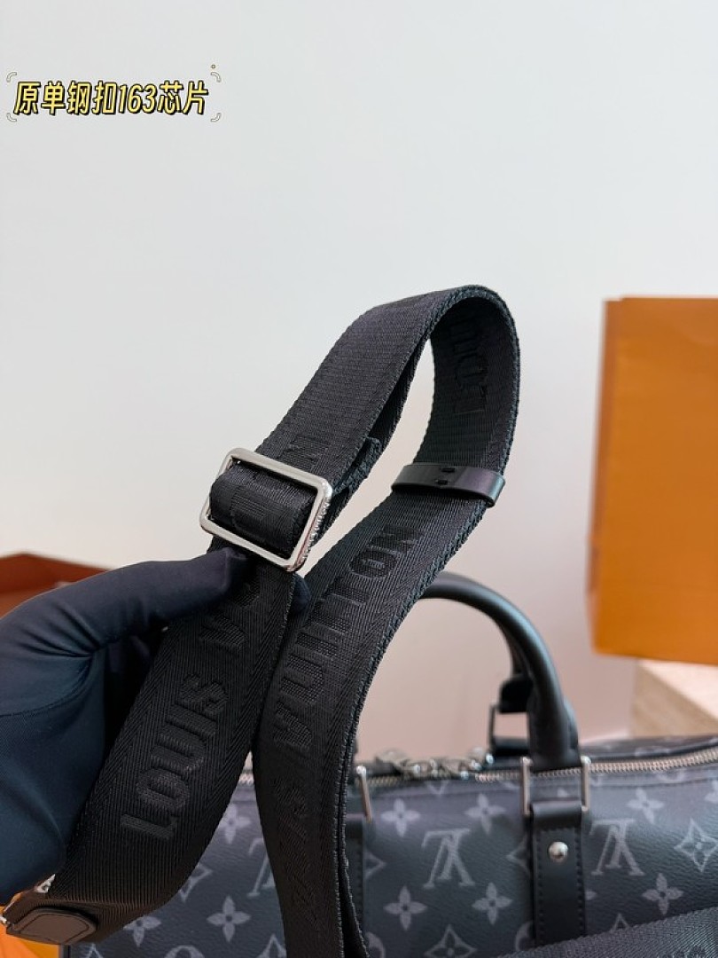 Louis Vuitton Keepall-Style Monogram Travel Bag 35 — Black & Grey - Image 7