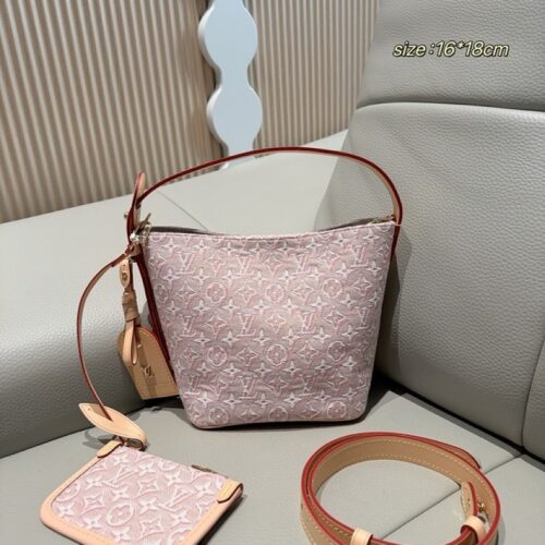 d55b364fdc Louis Vuitton Textured Monogram Bucket Bag — Pink