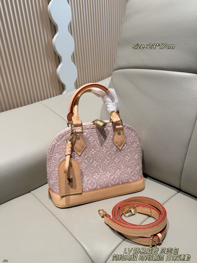 Louis Vuitton Alma-Style Denim-Look Monogram Dome Bag — Pink - Image 2